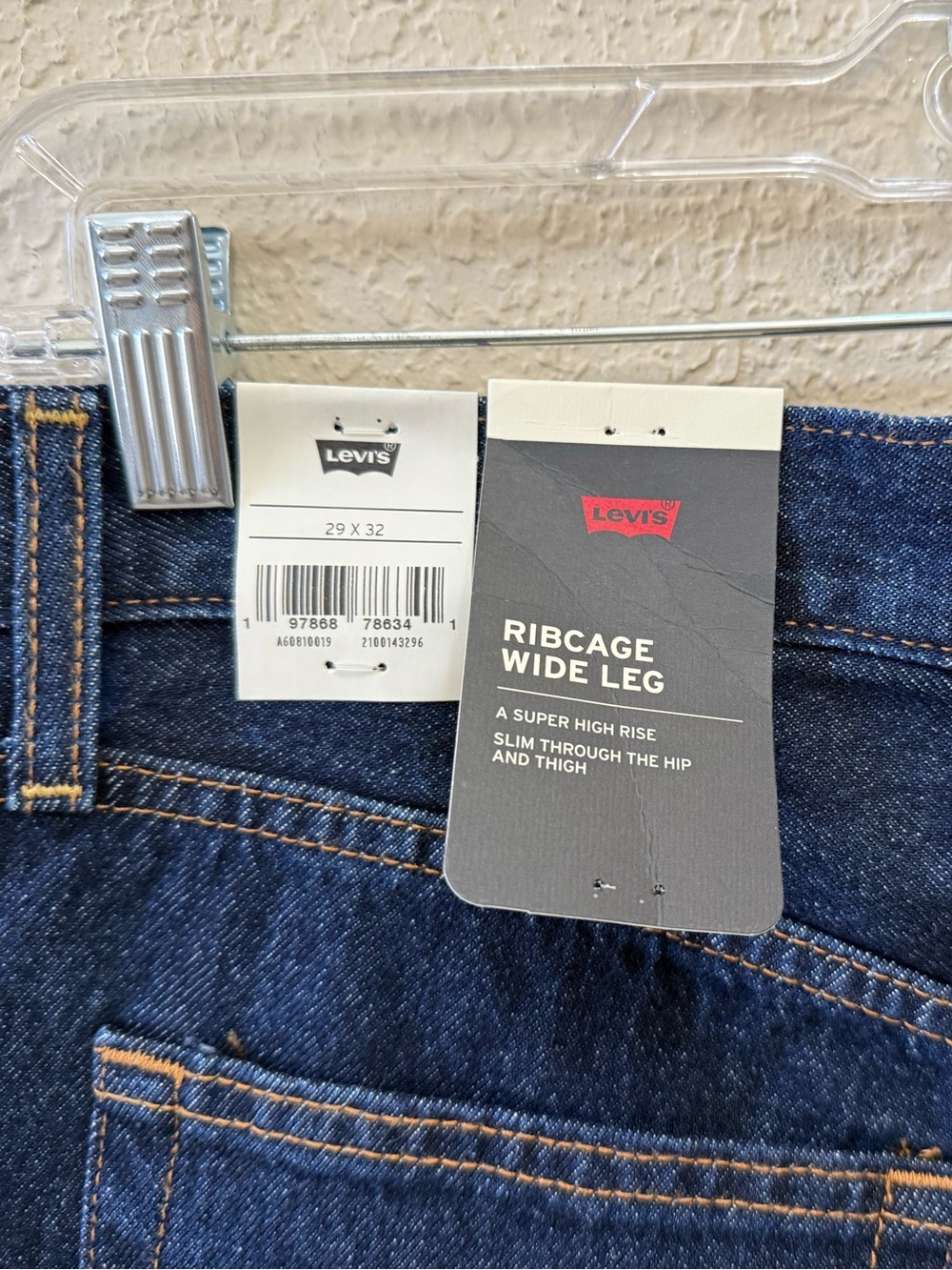 Levi’s Jeans Ribcage High-Rise Wide Leg Dark Indigo Casual Festival Western 29 - Picture 11 of 14
